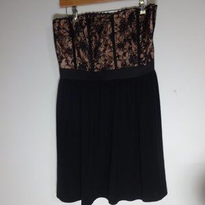 Elle Strapless Cocktail Dress with Black Lace and Boning Size 12